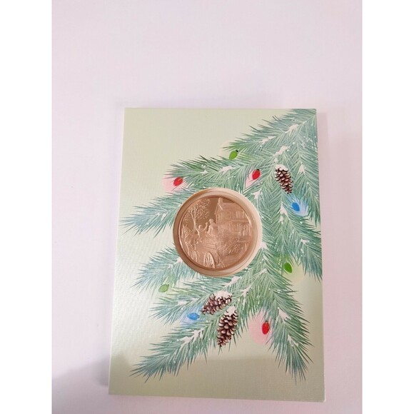 Holiday Cards By The Franklin Mint 1980 Set of 4 Cards With Bronze Coins - Picture 5 of 11